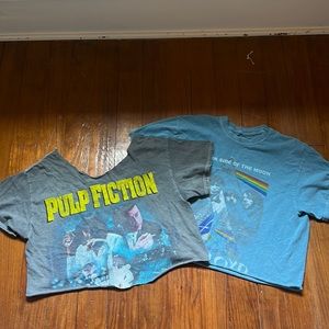 Vintage Pink Floyd and Pulp Fiction cropped Tshirts